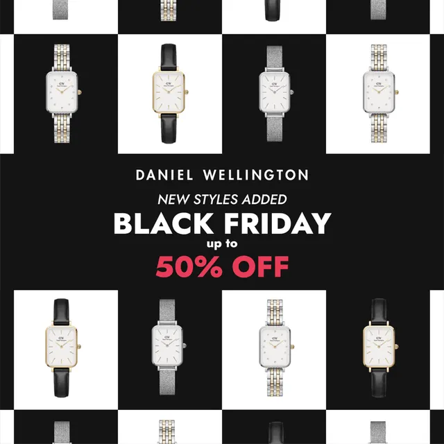 Daniel Wellington Black Friday ad: up to 50% OFF